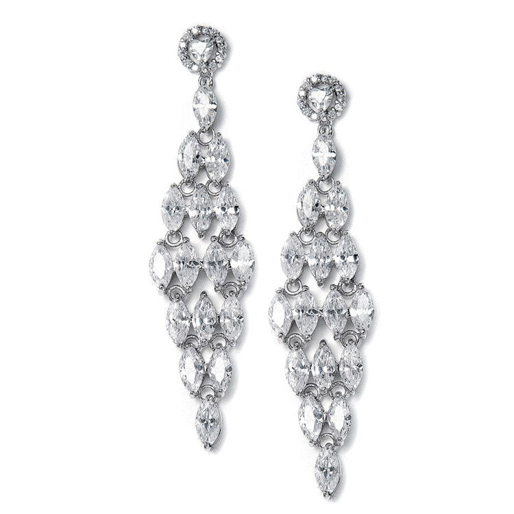CZ Bridal Chandelier Earrings with Marquis 490E