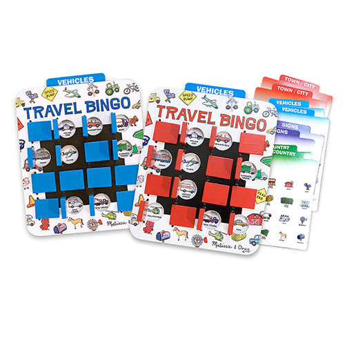 Melissa & Doug Flip to Win Travel Bingo Game - 2 Wooden Game Boards, 4 Double-Sided Cards