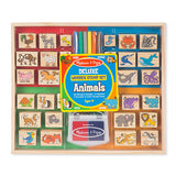 Melissa & Doug Deluxe Wooden Stamp Set: Animals - 30 Stamps, 6 Markers, 2 Stamp Pads