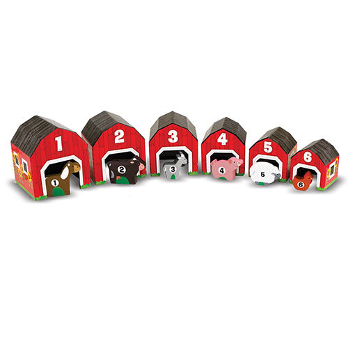 Melissa & Doug Nesting and Sorting Barns and Animals With 6 Numbered Barns and Matching Wooden Animals