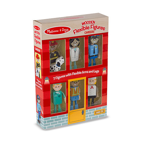 Melissa & Doug Wooden Flexible Figures 7-Piece Career Dolls for Dollhouses