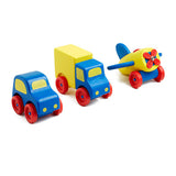 Melissa & Doug Deluxe Wooden First Vehicles Set With Truck, Car, and Airplane