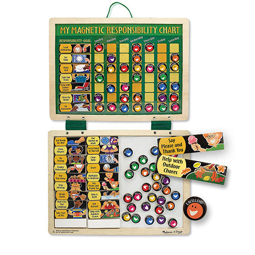 Melissa & Doug Deluxe Wooden Magnetic Responsibility Chart With 90 Magnets