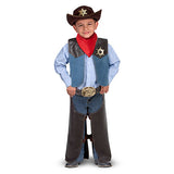 Melissa & Doug Cowboy Role Play Costume Set (5pc) - Includes Faux Leather Chaps, Adult Unisex, Size: One Size, Blue/Gold/Red