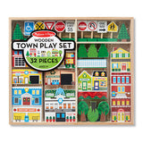 Melissa & Doug Wooden Town Play Set With Storage Tray (32 pcs)