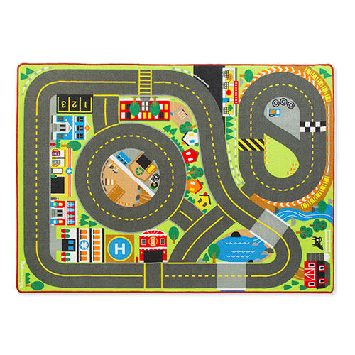 Melissa & Doug Jumbo Roadway Activity Rug With 4 Wooden Traffic Signs (79 x 58 inches)