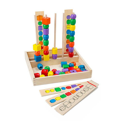 Melissa & Doug Bead Sequencing Set With 46 Wooden Beads and 5 Double-Sided Pattern Boards