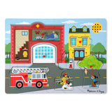 Melissa & Doug Around the Fire Station Sound Puzzle - Wooden Peg Puzzle (8pc)