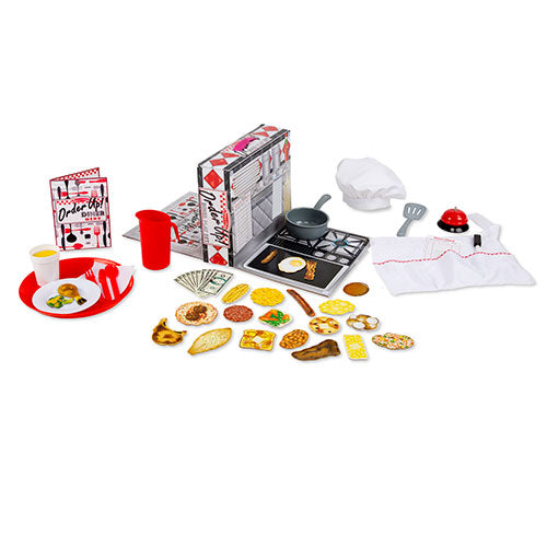 Melissa & Doug Order Up! Diner Play Set with Play Food (53pc) - Be Cook, Server, or Customer