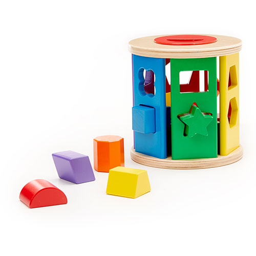 Melissa & Doug Match and Roll Shape Sorter - Classic Wooden Toy