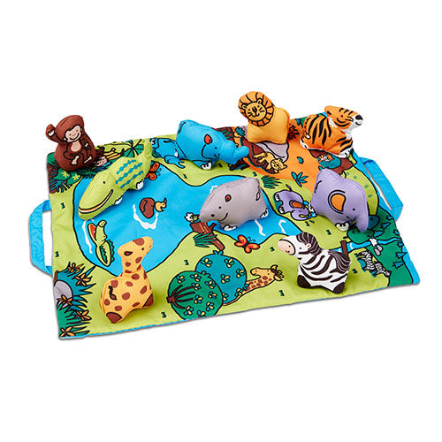 Melissa & Doug Take-Along Folding Wild Safari Play Mat (19.25 x 14.5 inches) With 9 Animals