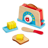 Melissa & Doug Bread and Butter Toaster Set (9pc) - Wooden Play Food and Kitchen Accessories