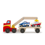 Melissa & Doug Magnetic Car Loader Wooden Toy Set With 4 Cars and 1 Semi-Trailer Truck
