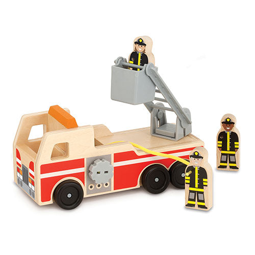 Melissa & Doug Wooden Fire Truck With 3 Firefighter Play Figures