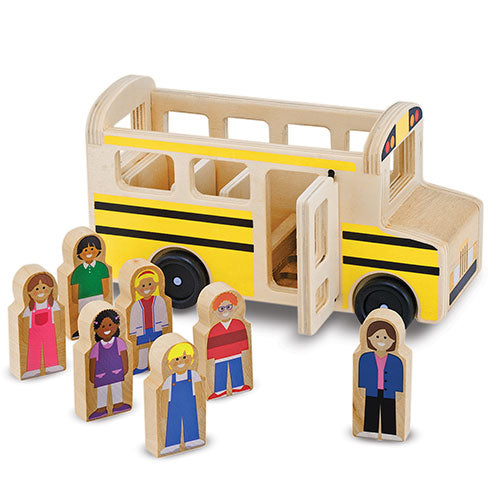 Melissa & Doug School Bus Wooden Play Set With 7 Play Figures