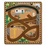 Melissa & Doug Round the Construction Zone Work Site Rug With 3 Wooden Trucks (39 x 36 inches)