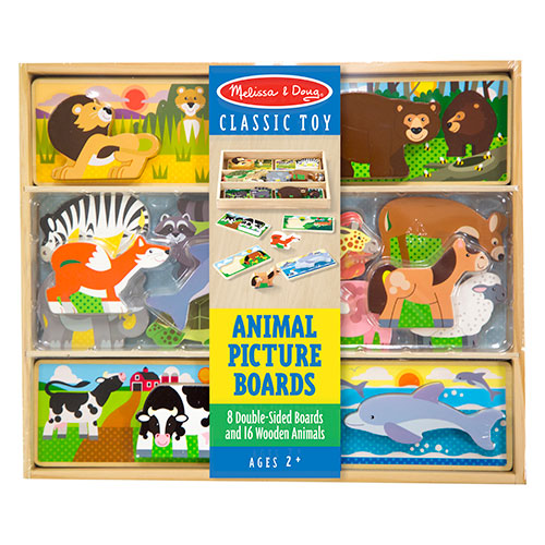 Melissa & Doug Wooden Animal Picture Puzzle Boards With Chunky Wooden Animal Play Pieces (24 pcs)
