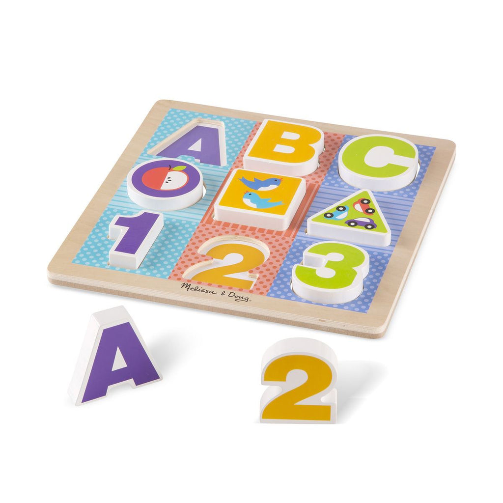 Melissa & Doug First Play Wooden ABC-123 Chunky Puzzle (9 pcs)