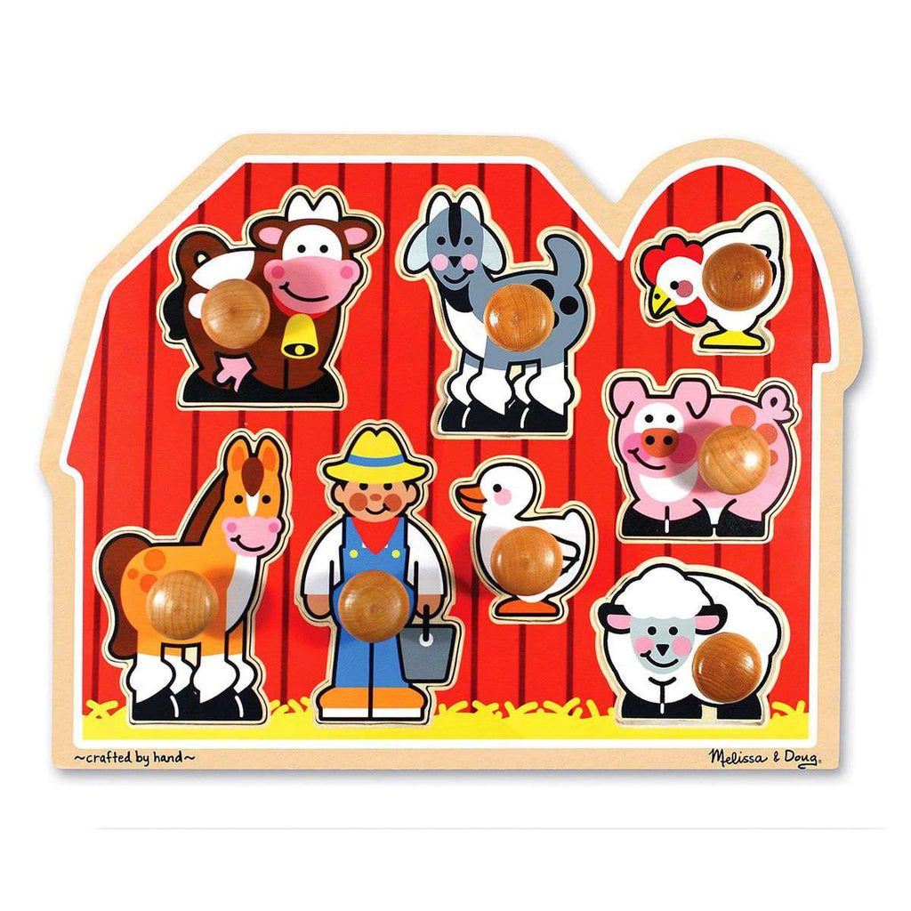 Melissa & Doug Farm Animals Jumbo Knob Wooden Puzzle 8pc