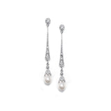 Vintage CZ Dangle Earrings with Freshwater Pearl 491E