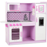 Melissa & Doug Wooden Chef's Pretend Play Toy Kitchen With Ice Cube Dispenser - Cupcake Pink/White