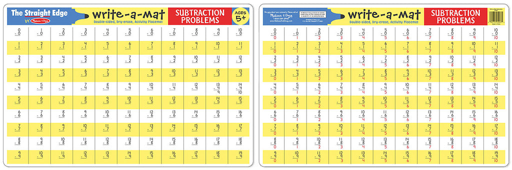 Melissa & Doug Subtraction Problems Write-A-Mat (Bundle of 6) 5032