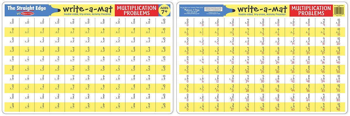 Melissa & Doug Multiplication Problems Write-A-Mat (Bundle of 6) 5033