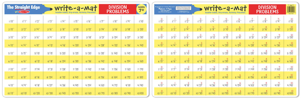 Melissa & Doug Division Problems Write-A-Mat (Bundle of 6) 5034