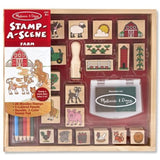 4 Item Bundle: Melissa and Doug Stamp a Scene 2423 Rain Forest, 2424 Fairy Garden, 8592 Farm Sets + Bonus Activity Book