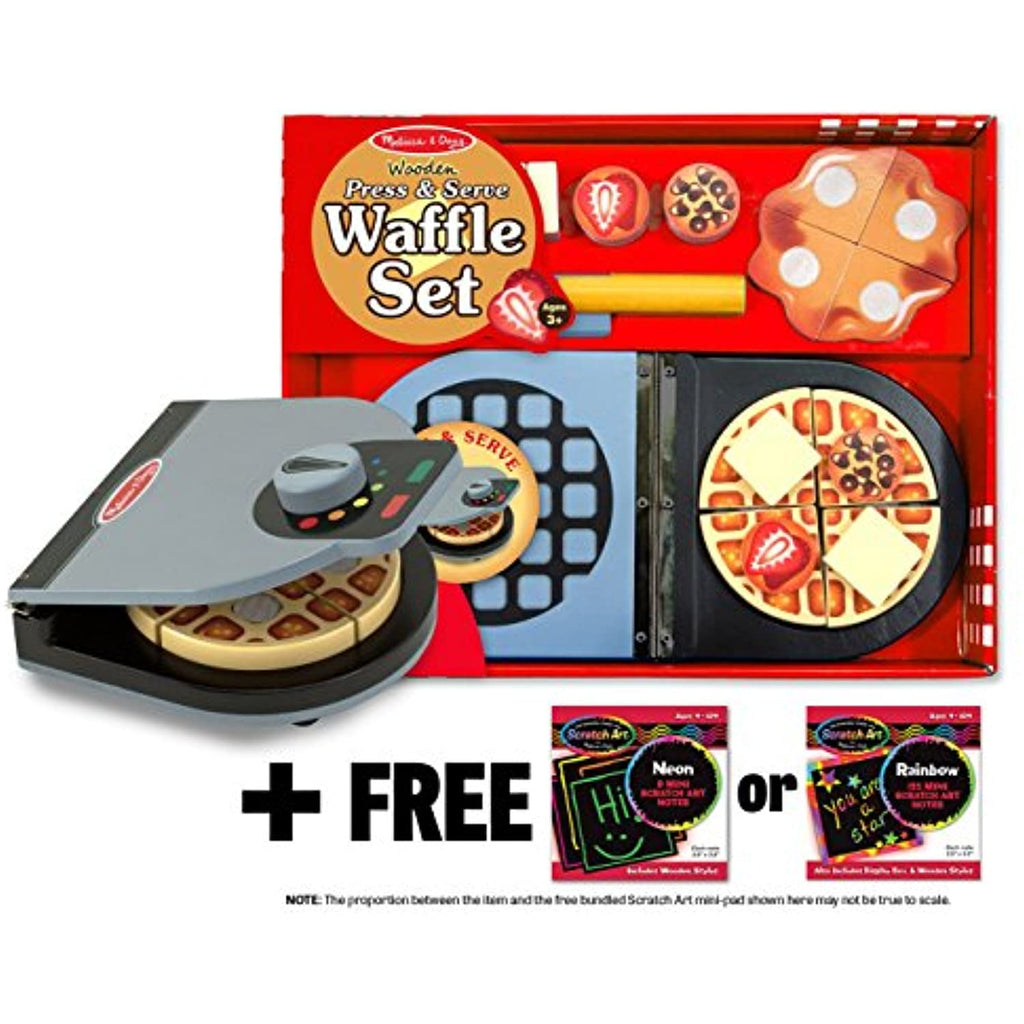 Melissa & Doug Press & Serve Waffle Set & 1 Scratch Art Mini-Pad Bundle (09346)