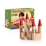 Guidecraft Tabletop Building Blocks - Castle Themed Towers and Blocks Educational Construction Set, 40 Pieces STEM Toy for Kids With Storage Bag