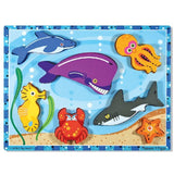 Melissa & Doug Sea Creatures Themed Chunky Puzzle & 1 Scratch Art Mini-Pad Bundle (03728)