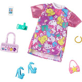 Barbie Storytelling Fashion Pack of Doll Clothes Inspired by Hello Kitty & Friends: Dress with Character Print & 6 Accessories Dolls, Gift for 3 to 8 Year Olds