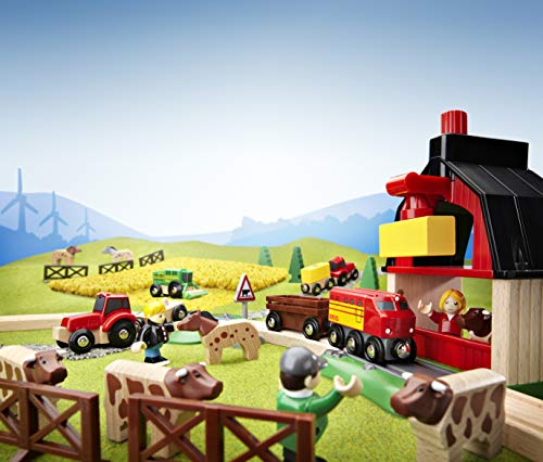 BRIO 33719 Farm Railway Set | Toy Train Set for Kids Age 3 and Up,Green