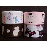 Polyester Grosgrain Ribbon for Decorations, Hairbows & Gift Wrap by Yame Home (7/8-in by 50-yds, 00025401 - Cute lamb design w/pink background)