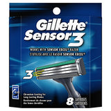 Gillette Sensor3 Men's Razor Blade Refills, 8 Count