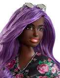 Barbie Fashionistas Doll with Purple Hair Wearing Black Floral Dress, for 3 to 8 Year Olds