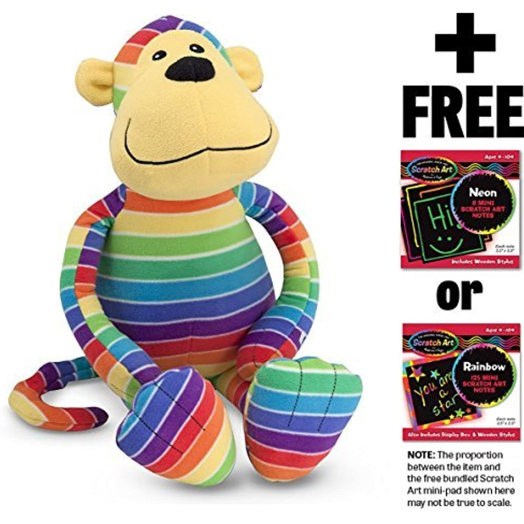 Melissa & Doug Mack Monkey: Beeposh Plush & 1 Scratch Art Mini-Pad Bundle (07153)
