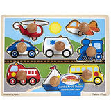 Melissa & Doug Vehicles: Jumbo Knob Puzzle & 1 Scratch Art Mini-Pad Bundle (08980)