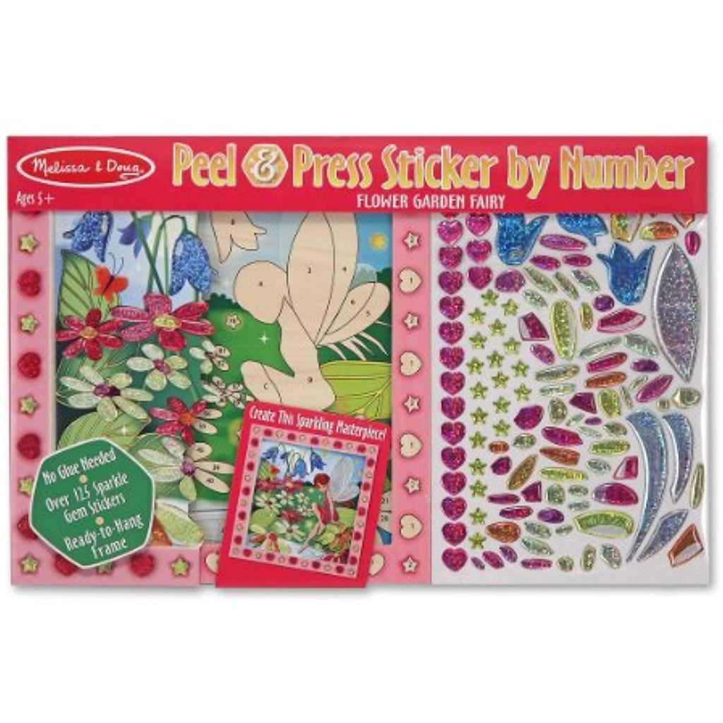 Melissa & Doug Flower Garden Fairy: Peel & Press Sticker by Number Series & 1 Scratch Art Mini-Pad Bundle (04299)