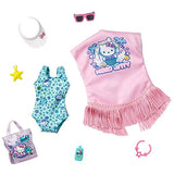 Barbie Storytelling Fashion Pack of Doll Clothes Inspired by Hello Kitty & Friends: Swimsuit, Fringed Cover-up & 6 Beach-Themed Accessories Dolls, Gift for 3 to 8 Year Olds