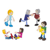 Melissa & Doug Wooden Flexible Figures 7-Piece Caucasian Doll Family for Dollhouses
