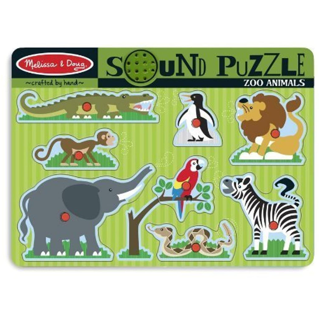 Melissa & Doug Zoo Animals Theme Sound Puzzle & 1 Scratch Art Mini-Pad Bundle (00727)