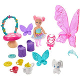Barbie Dreamtopia Tea Party Playset with Barbie Fairy Doll, Toddler Doll, Tea Set, Pet and Accessories, Multi