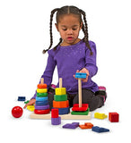 Melissa & Doug 25-Piece Wooden Geometric Stacker Toddler Toy + Free Scratch Art Mini-Pad Bundle