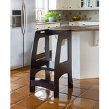 Guidecraft Kitchen Helper Tower Step-Up - Espresso: Adjustable Counter Height, Toddler Step Stool with Handholds for Little Children, Kids' Learning Furniture