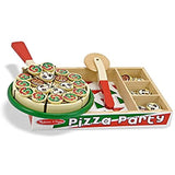 Melissa & Doug Bundle Includes 2 Items Cutting Food- Play Food Set with 25+ Hand-Painted Wood Pieces, Knife, and Cutting Board Pizza Party Wooden Food Set with 54 Toppings