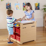 Guidecraft Desk to Easel Art Cart - Kids' Folding Arts and Crafts Activity Center with Chalkboard, Whiteboard, Paper Roller, Paint Cups, and Fabric Storage Bins