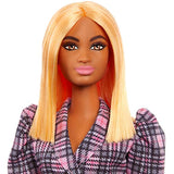 Barbie Fashionistas Doll #161 with Puff Sleeve Plaid Blazer Dress, Toy for Kids 3 to 8 Years Old