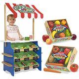 Melissa & Doug Grocery Store and Lemonade Stand with Playtime Fruits and Playtime Veggies Bundle